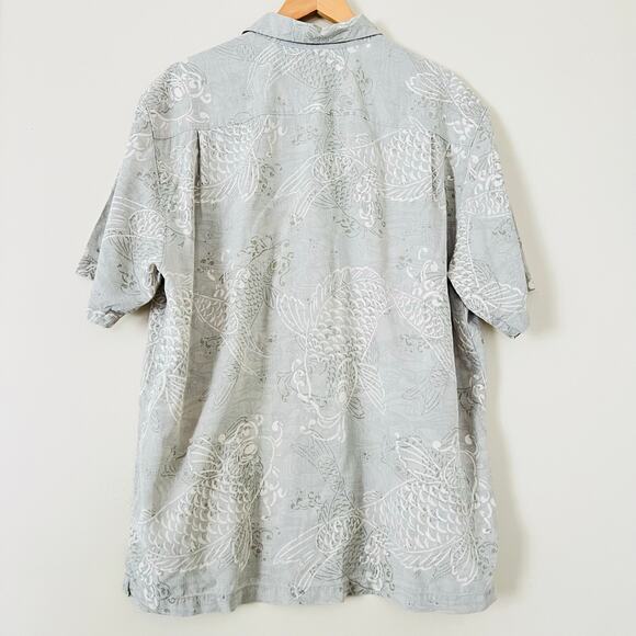 Tommy Bahama Men’s Silk Hawaiian Tropical Button-Down Shirt Koi Fishes Large - Picture 4 of 4